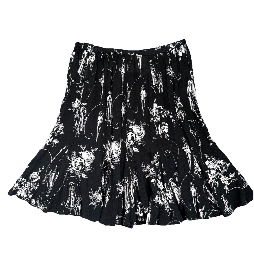 Bila Dark Floral Mini Skirt Womens Small Fairy Whimsigoth Flared Fall Feminine